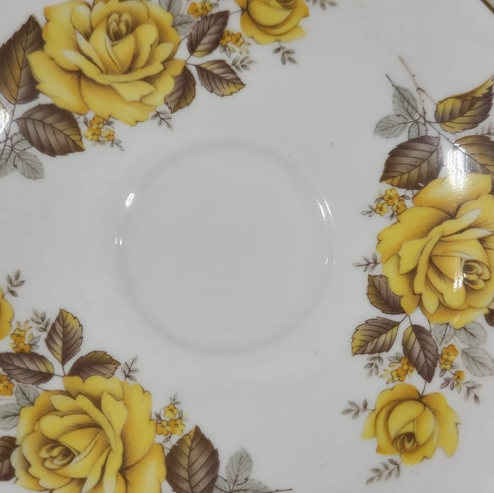 Queen Anne, Yellow Rose Bone China Teacup and Saucer Set - Picture 6 of 7